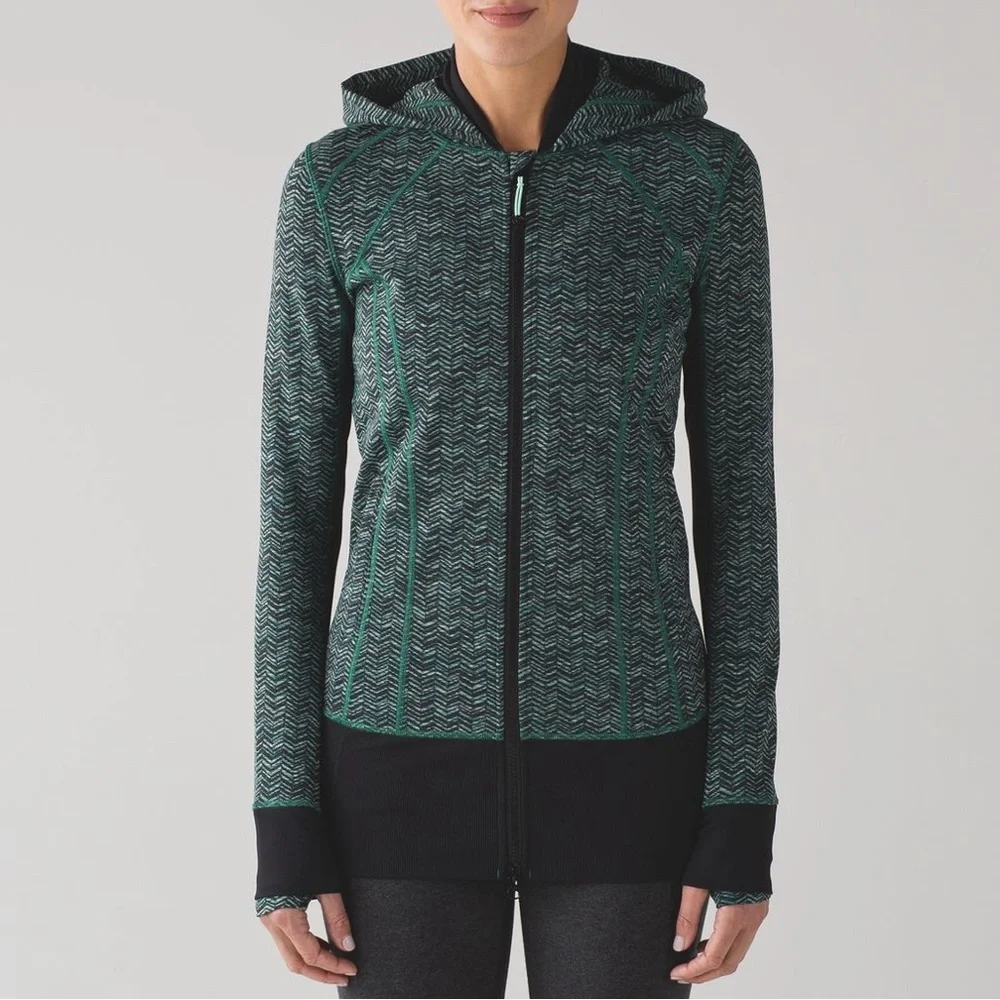 Lululemon Daily Practice Jacket Irregular Spacebone Sea Mist Deep Green / Black - Picture 16 of 16